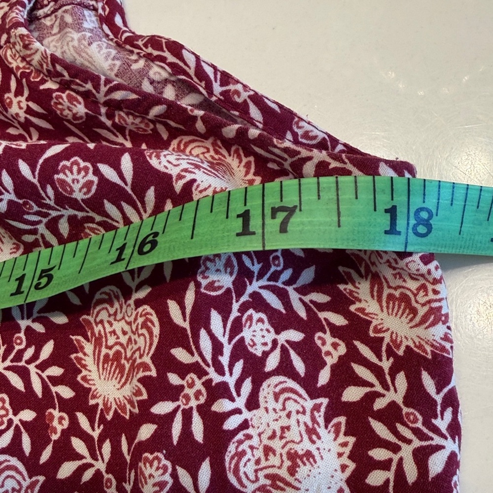 Max Studio Sleeveless Floral Boho Peasant Maxi Dress Pockets Medium Red & White - Picture 12 of 14